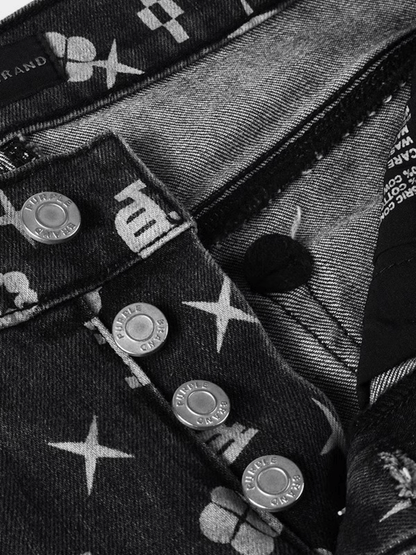 Black Classic Graphic Jeans