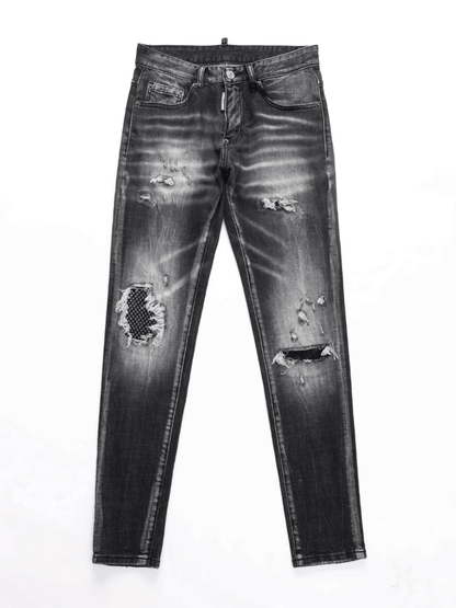 Black Gray Patch Jeans