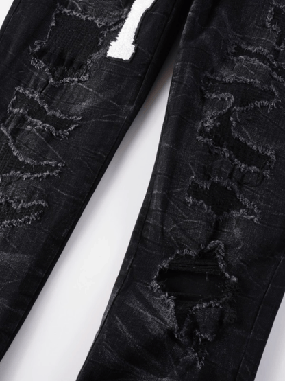 Black Writing Patch Jeans