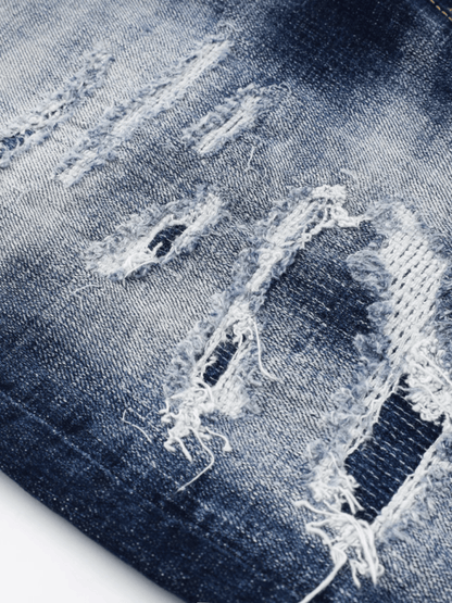 Blue White Washed Ripped Jeans
