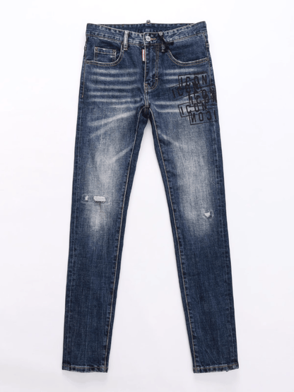 Dark Blue Washed Writing Jeans