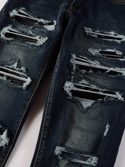 Navy Blue Patch Jeans