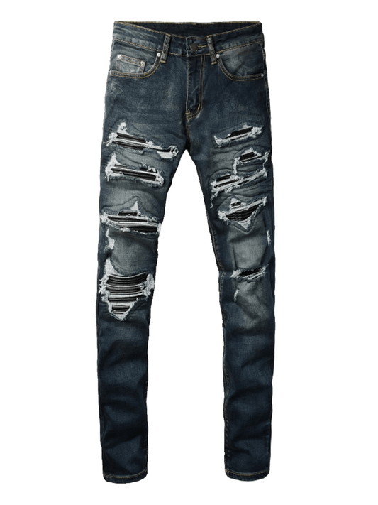 Navy Blue Patch Jeans