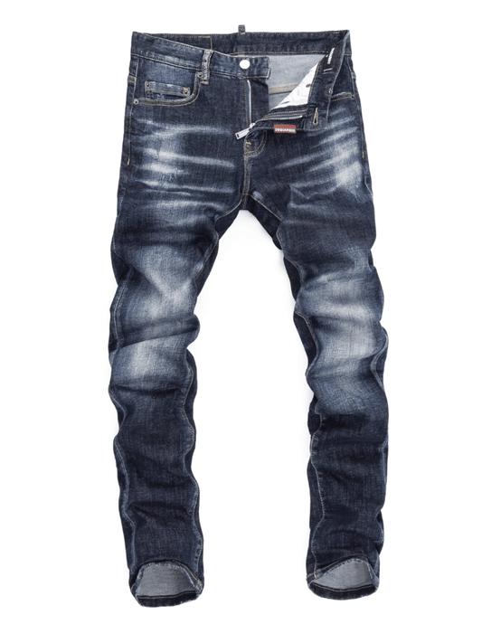 Dark Blue Washed White Jeans
