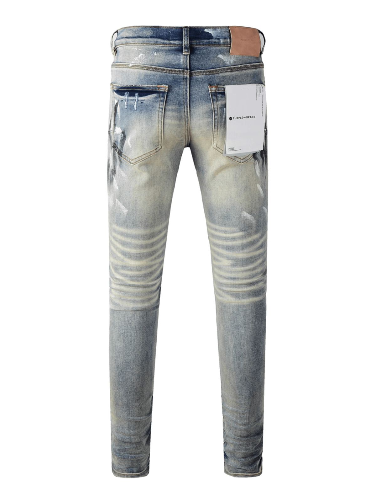 Blue Washed Paint Ripped Jeans