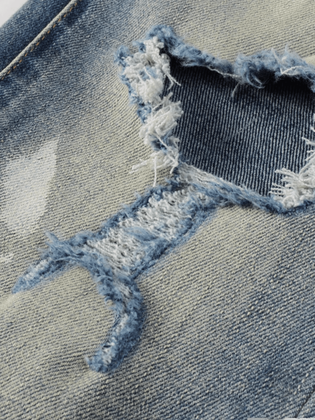 Blue Washed Paint Ripped Jeans