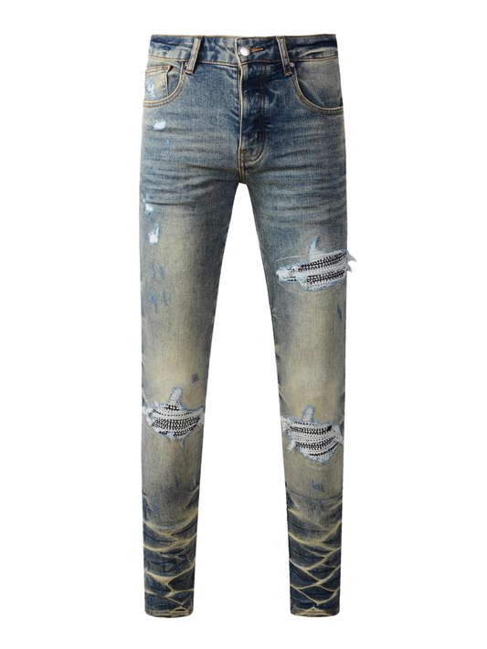 Washed Blue Patch Jeans