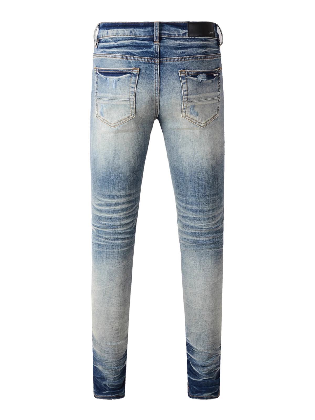 Blue Ripped Patch Jeans