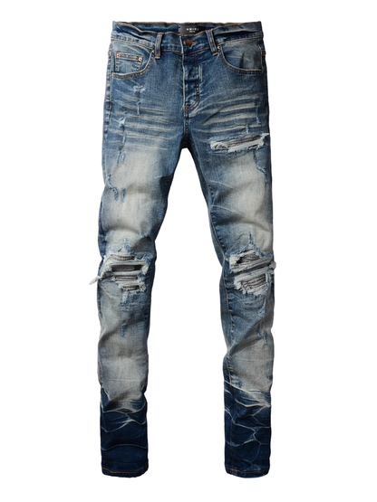 Blue Ripped Patch Jeans