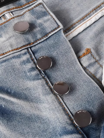 Blue Writing Patch Jeans