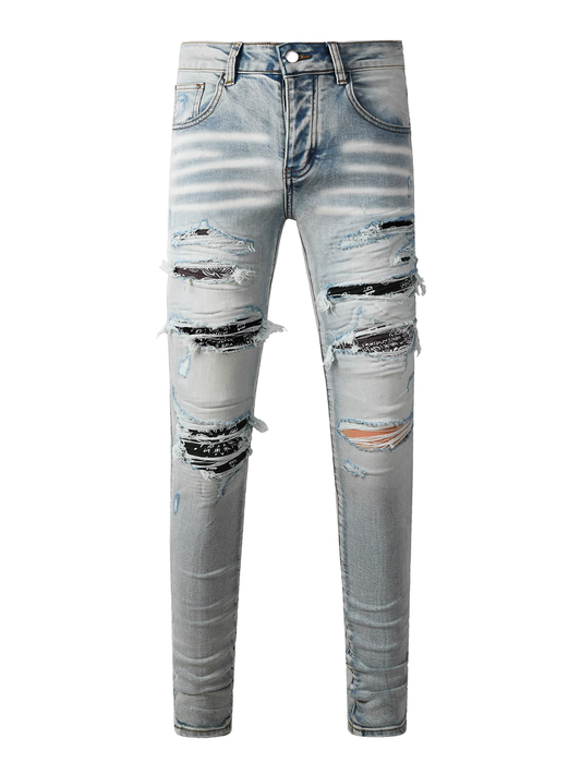 Light Washed Classic Patch Jeans