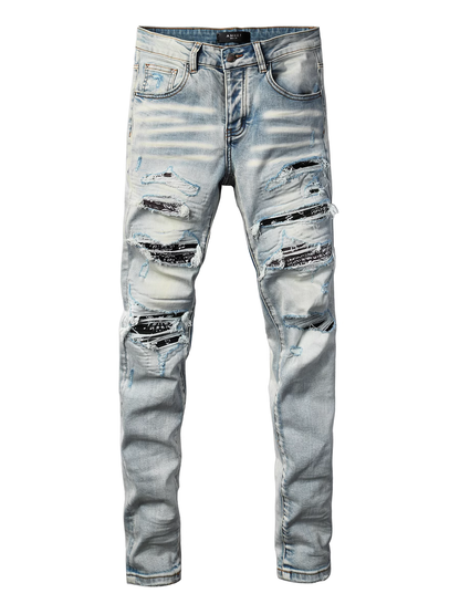 Light Washed Classic Patch Jeans