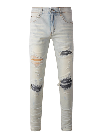 Light Washed Patch Jeans