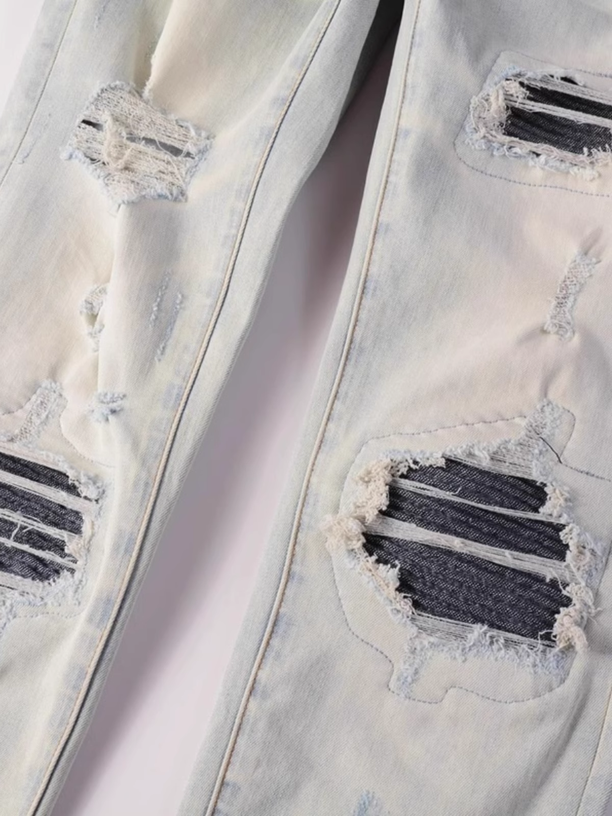Light Washed Patch Jeans