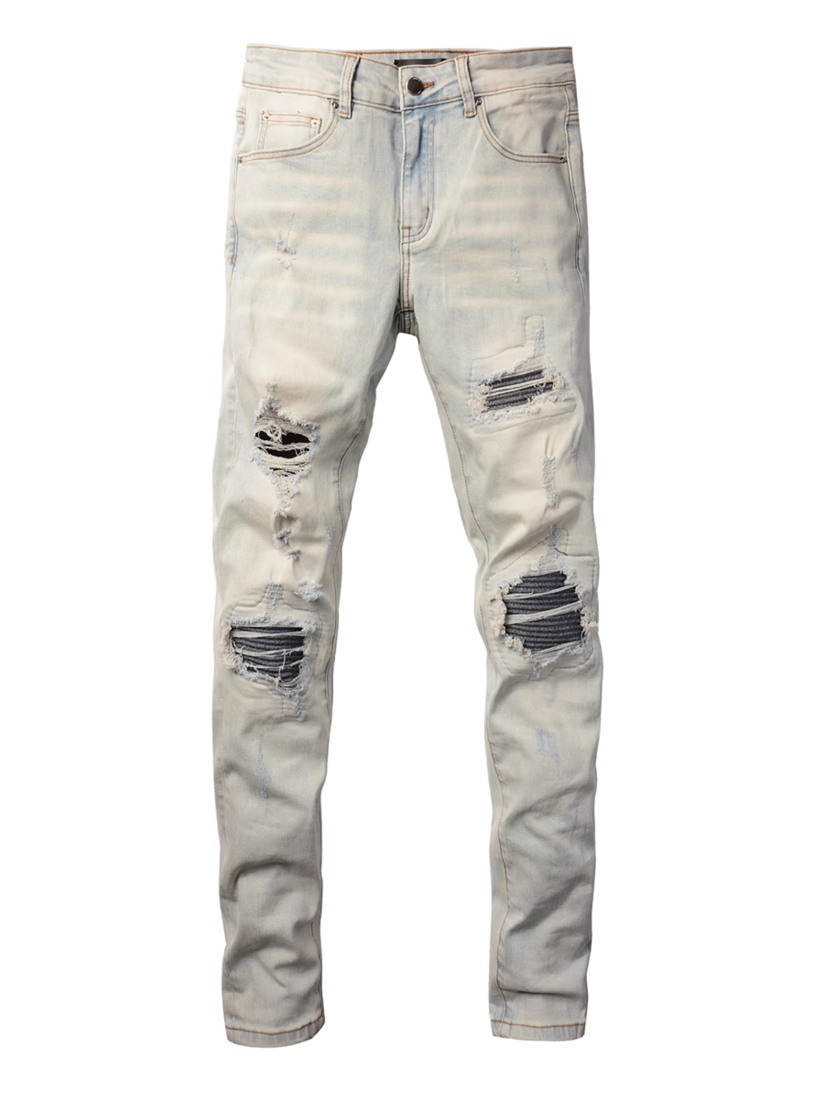 Light Washed Patch Jeans