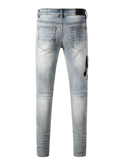 Light Blue Writing Graphic Jeans