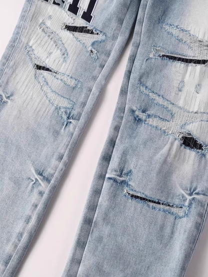 Light Blue Writing Patch Jeans
