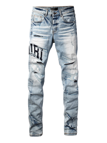Light Blue Writing Patch Jeans