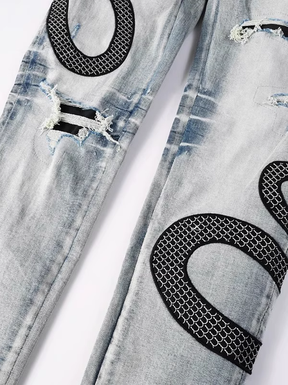 Blue Snake Graphic Jeans