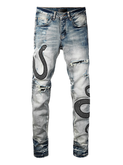 Blue Snake Graphic Jeans