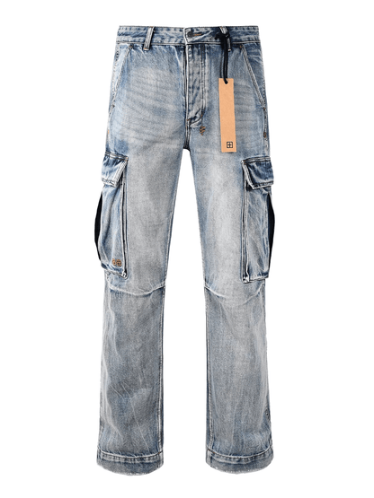 Blue Large Pocket Classic Jeans