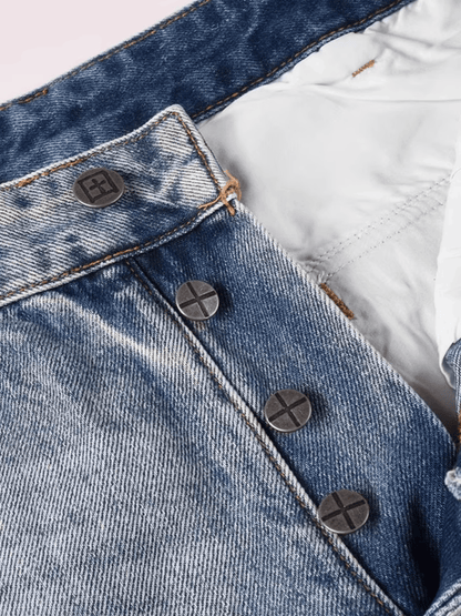 Blue Large Pocket Classic Jeans