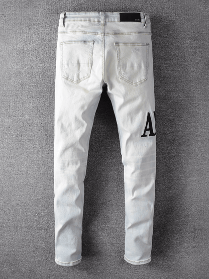 White Writing Classic Jeans