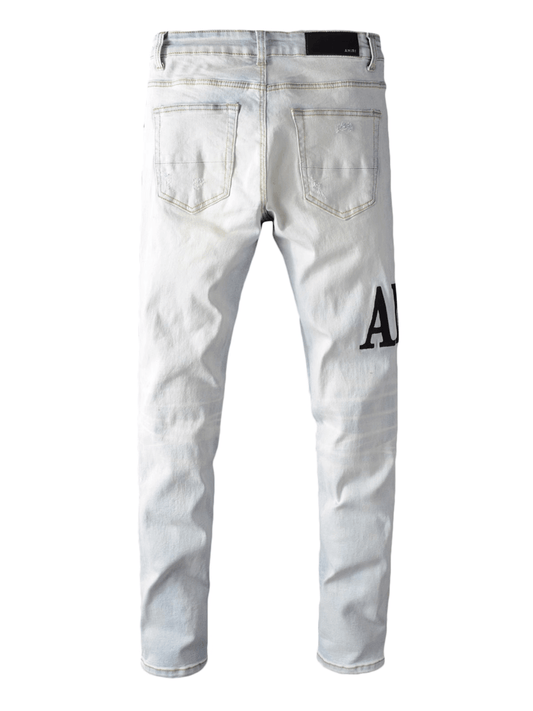 White Writing Classic Jeans