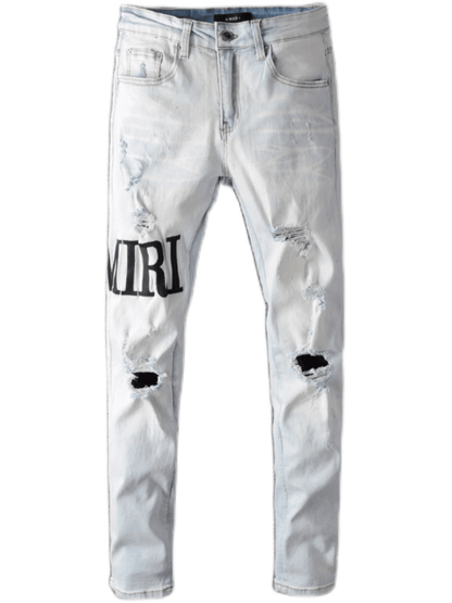 White Writing Classic Jeans