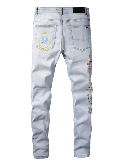 Light Graffiti Print Jeans