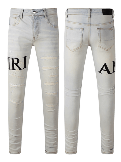 Light Washed Writing Jeans