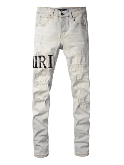 Light Washed Writing Jeans