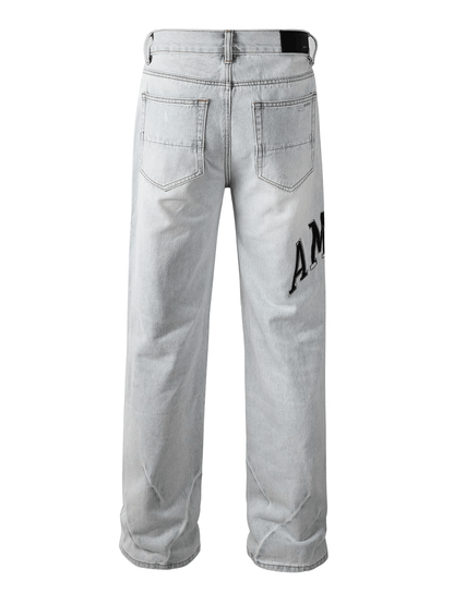 Washed Light Baggy Writing Jeans