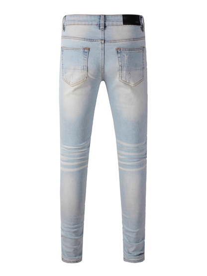 Light Blue Ripped Patch Jeans