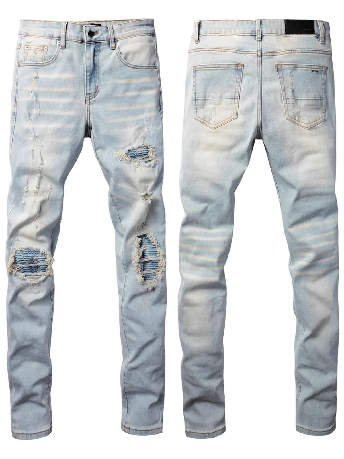 Light Blue Ripped Patch Jeans