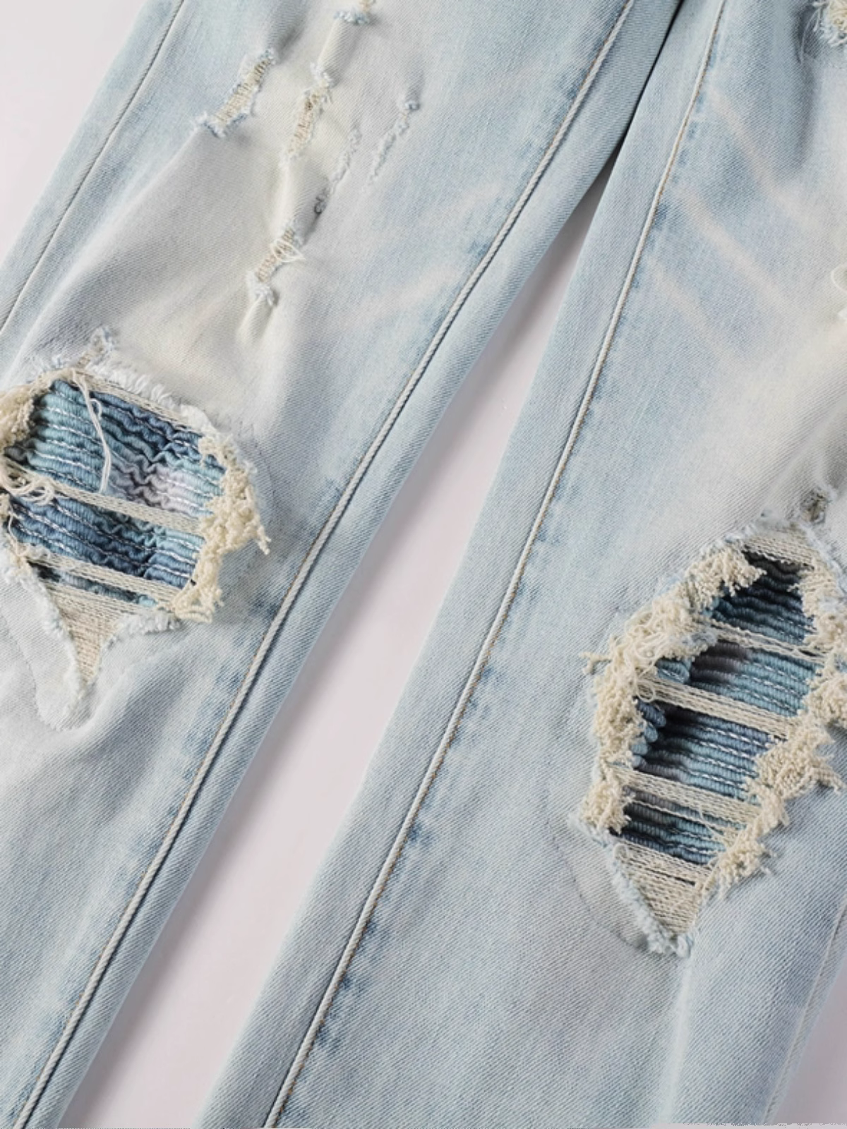 Light Blue Ripped Patch Jeans