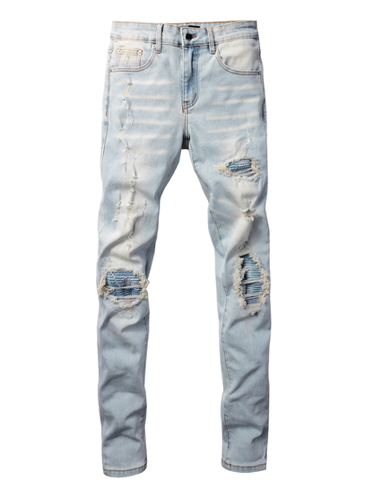 Light Blue Ripped Patch Jeans