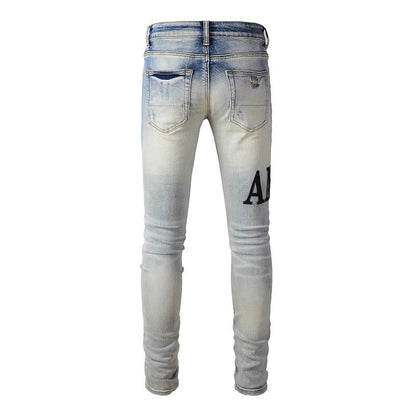 Black Writing Patch Jeans