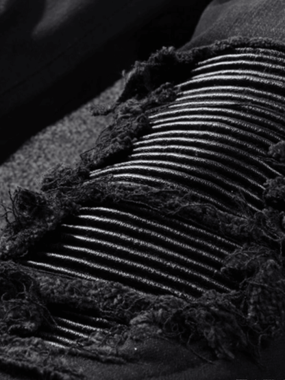 Black & Grey Ripped Patch Jeans