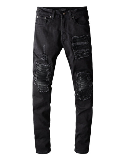 Black Ripped Patch Jeans