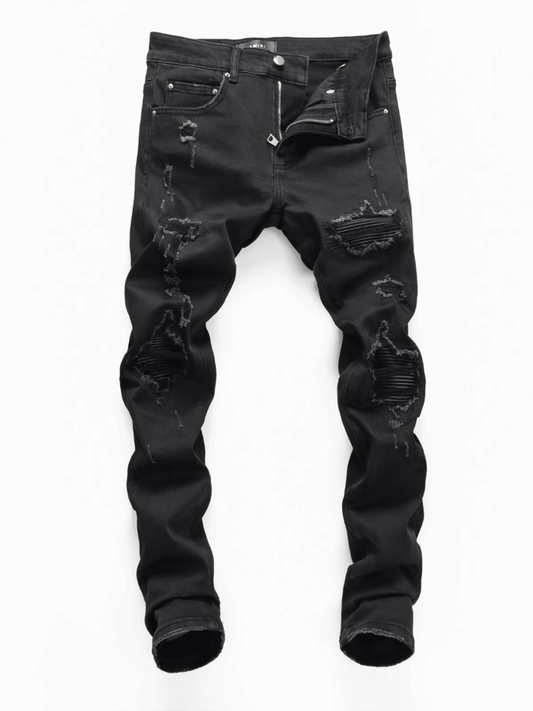 Black Ripped Patch Jeans