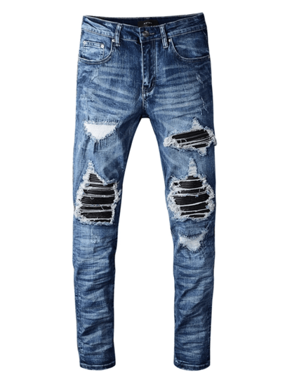 Denim Ripped Black Patch Jeans