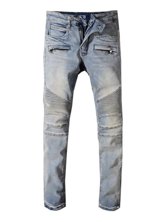 Light Blue Biker Jeans