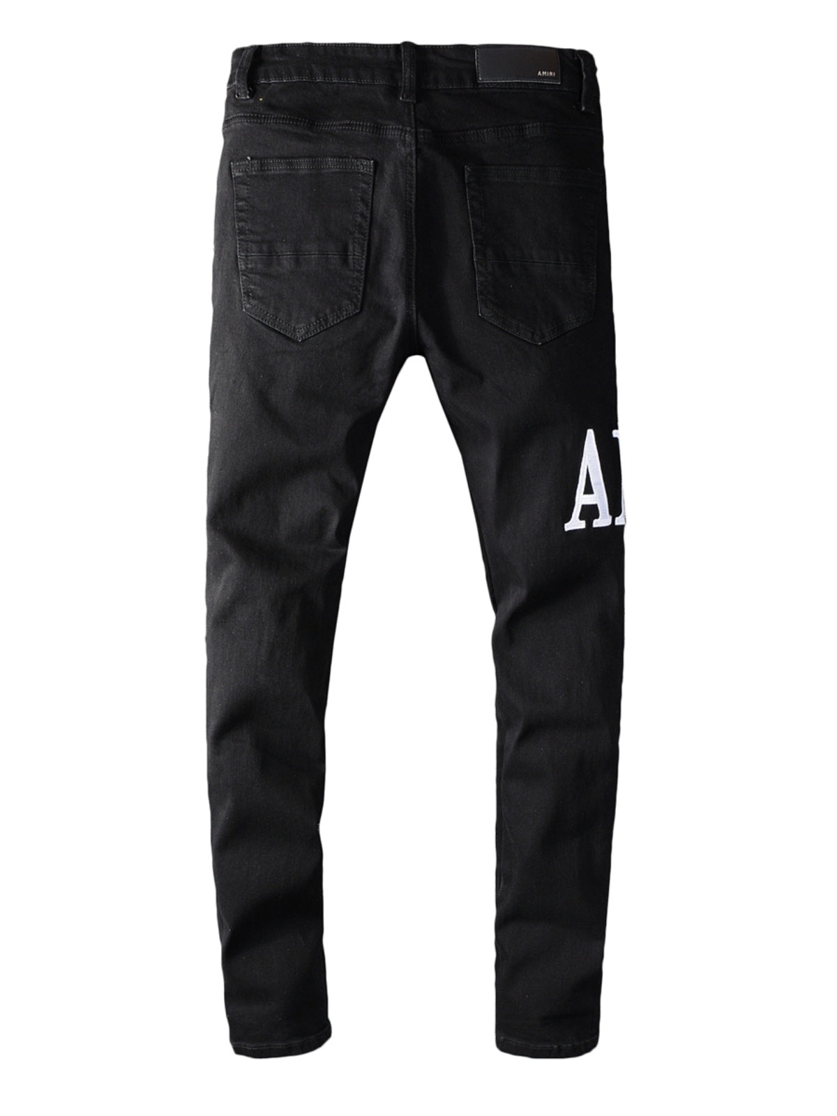Black Denim White Writing Ripped Jeans