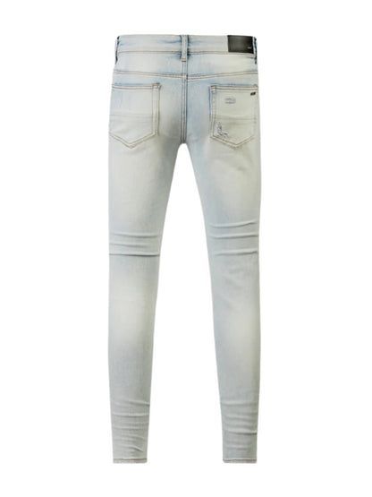 Light Blue Ripped Black Patch Jeans