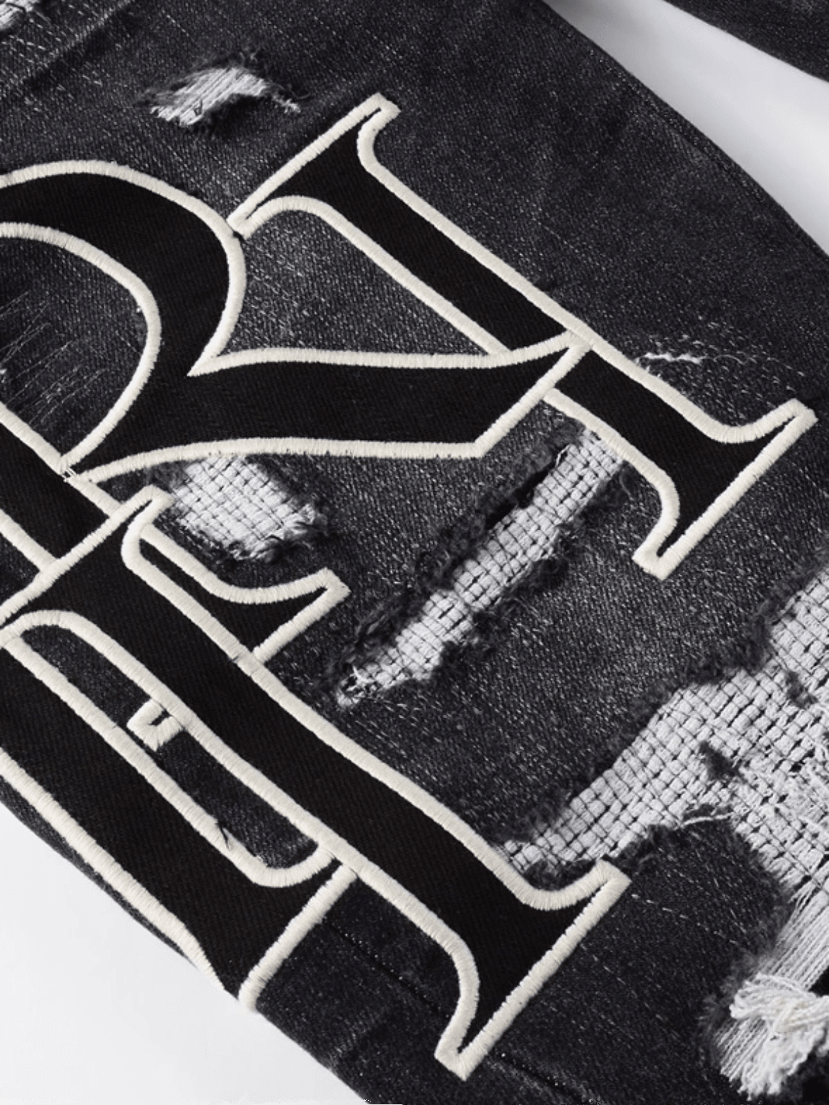Black & White Writing Ripped Jeans