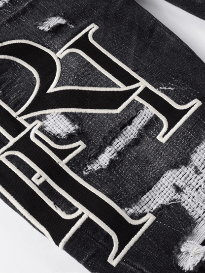 Black & White Writing Ripped Jeans