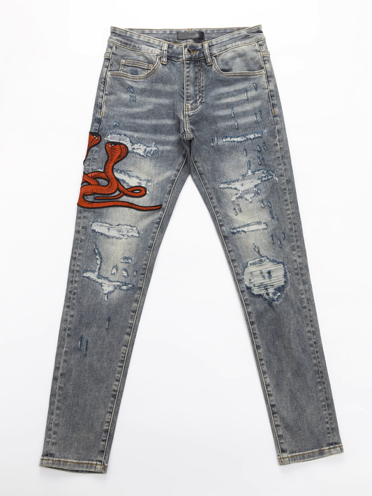 Gray Red Snake Classic Jeans