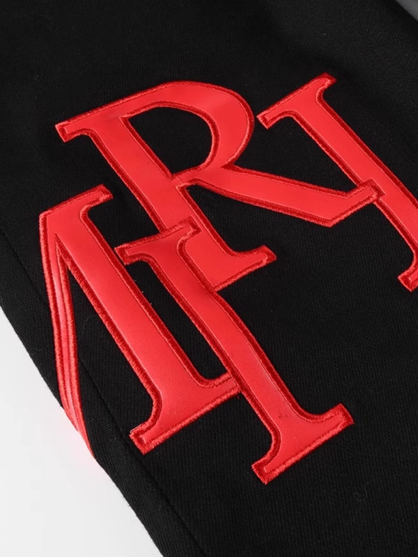 Black Red Patch Writing Jeans