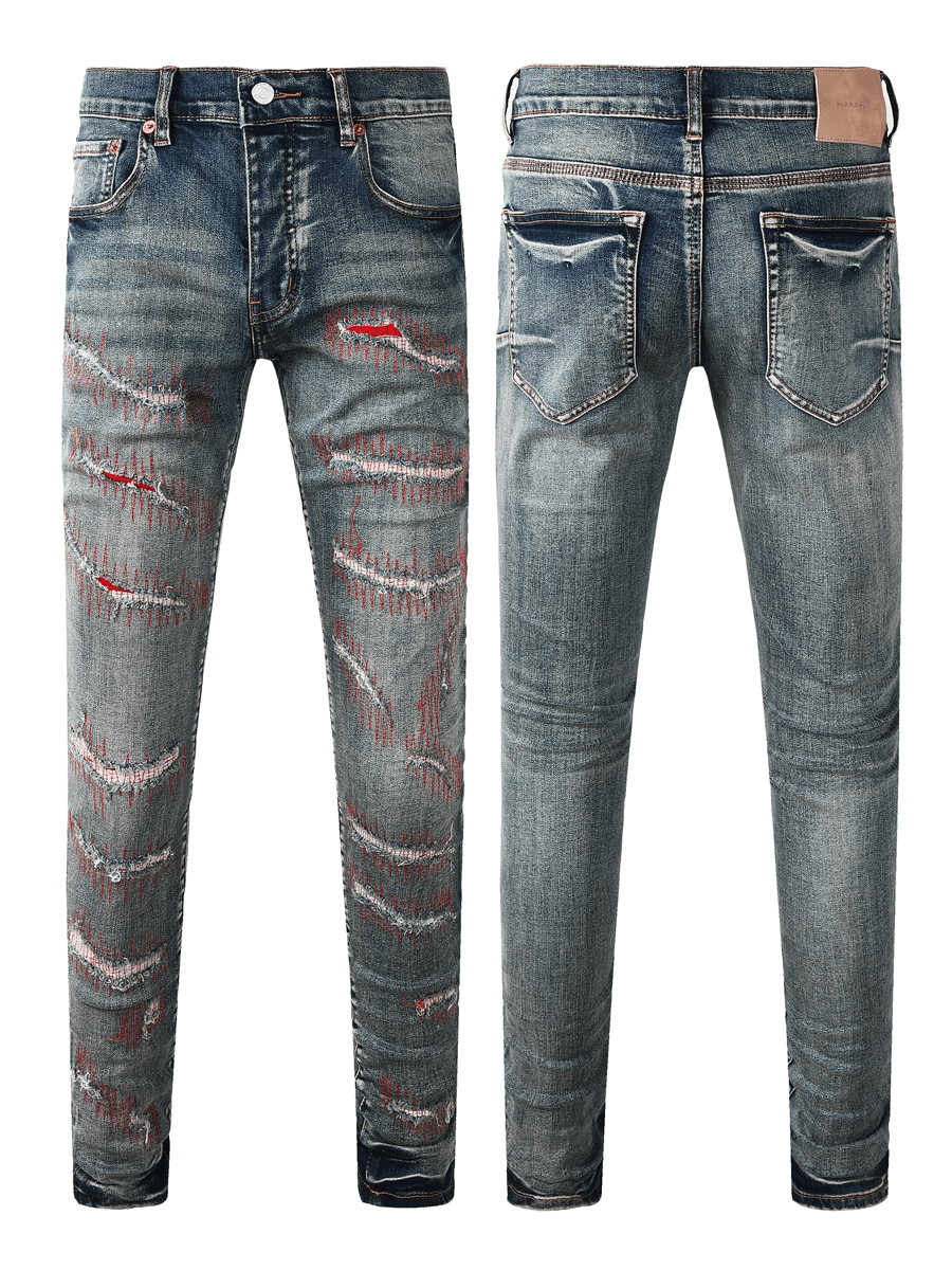 Retro Blue Ripped Jeans